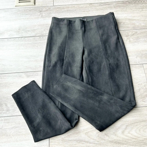 Zara Black Faux Suede Leather  Zip Ankle Pants - Picture 7 of 12